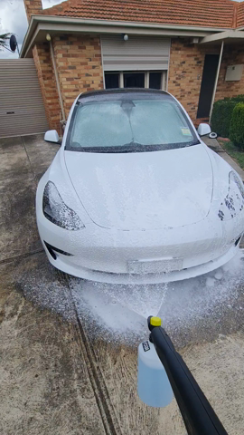 First time using my new Ryobi 1800W 2000PSI Pressure Washer to clean my new 2022 Tesla Model 3!
