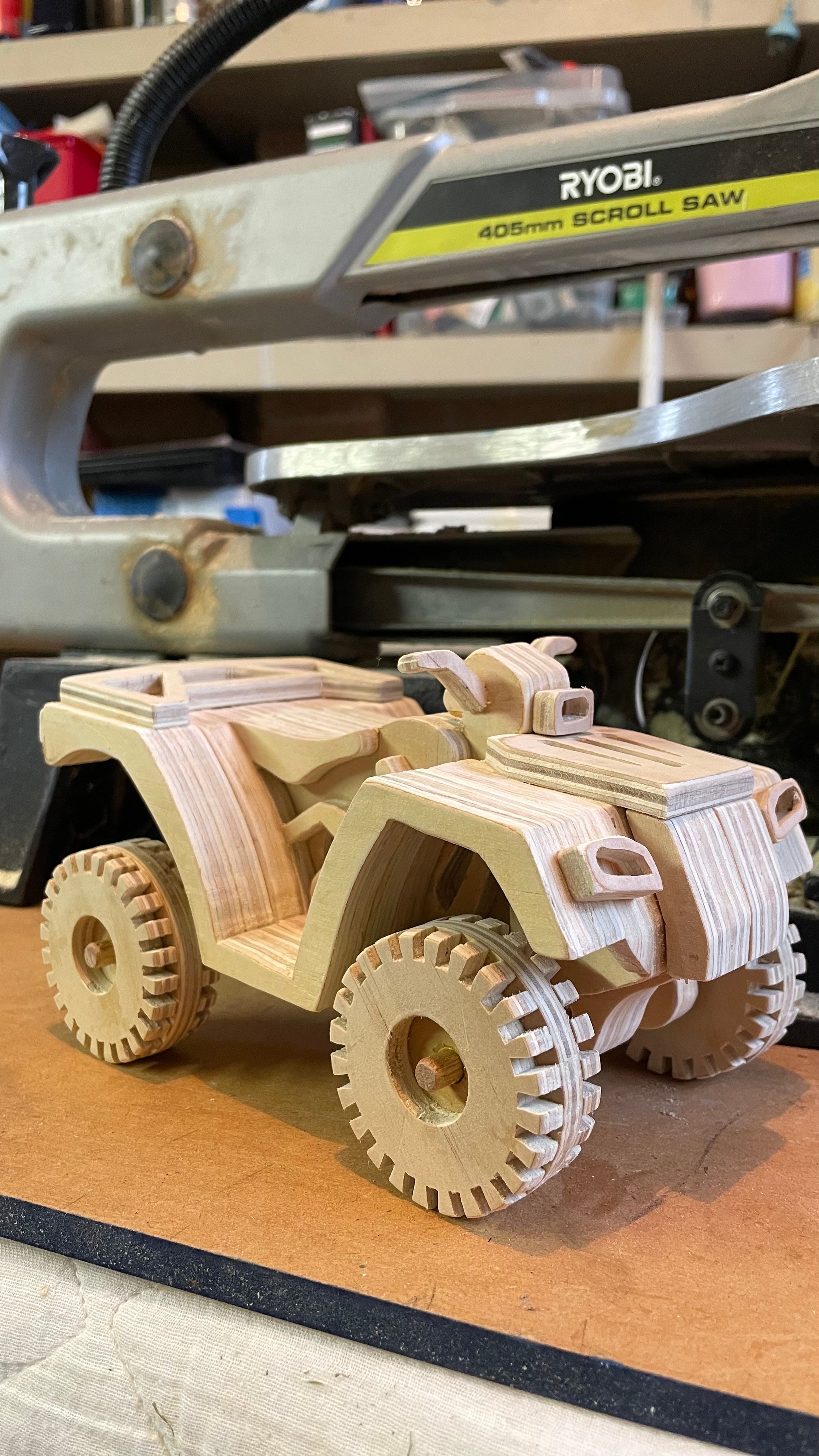 Model quad bike made from plywood 