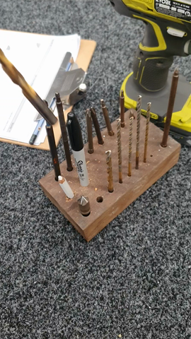 Super easy drill bit organiser to keep work benches tidy and organized